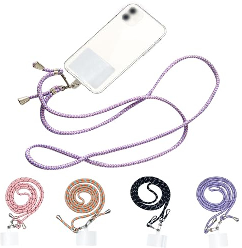 KASESSS 4 Pezzi Cordino per Cellulare, Universale Laccio per Cellulare, Regolabile Laccetto per Cellulare, Porta Cellulare da Collo con Patch, Cordoncino per Cellulare Compatibile Smartphone dei Casi