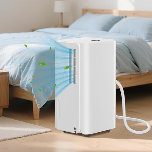 Fiqops 16L Luftentfeuchter, für Räume bis 30m², 3 Betriebsarten,2L Abnehmbarer Wassertank und Ablaufschlauch,24H Timer, mit Schlafmodus,Leise Entfeuchter keller