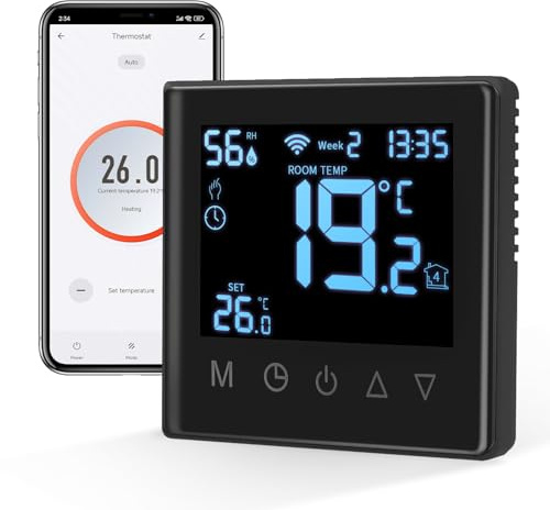 CNBINGO Smart Thermostat Unterputz Boiler WLAN Heizungsthermostat Schwarz | Wifi Digital Raumthermostat Fußbodenheizung Kompatibel mit Alexa Echo,Google Home,Smart Life