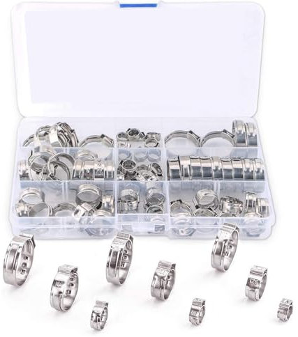 80PCS Einzelohrschlauchschellen Einstellbare Edelstahl Rohrschellen Rohrschlauchbefestigungen Clips Kraftstoffleitung Schlauchschellen Anziehen Teile Sortiment Kit, 6-23.6mm
