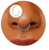 Lantine Septum Piercing Ring Stahl Edelstahl 316L 16G (1,2 mm) – Stacheldesign, 8 mm, für Septum, Helix, Knorpel, Rook, Conch, Samtbeutel