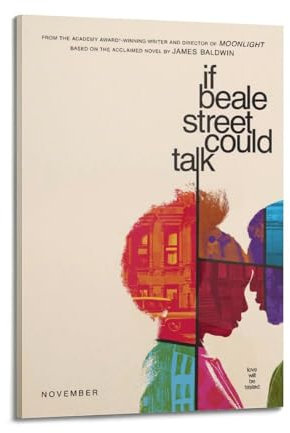AKRHARWB Poster décoratif vintage élégant pour salon, chambre à coucher, affiche esthétique avec cadre « If Beale Street Could Talk » (60 x 90 cm)