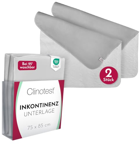 Clinotest Lot de 2 alèses pour incontinence, certifiées Oeko-Tex, imperméables et respirantes, 75 x 85 cm, protège-matelas absorbant en cas d'incontinence, protection contre l'humidité, lavables,
