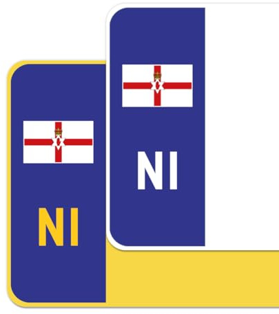 Premium Vinyl Stickers for UK Car Number Plates Decorative Purposes – Northern Ireland (Ulster Banner) – Bubble-Free & Easy Application – Set of 2 (Front & Rear) (NI, Blue)