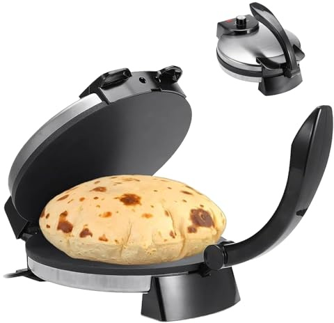 2000 W Electric Roti Maker, Tortilla Maker de 12 Pouces, Machine À Tortilla Chapati Automatique À Température Réglable, Surface Antiadhésive, Chauffage Double Face, pour Les Crêpes, Les Tacos