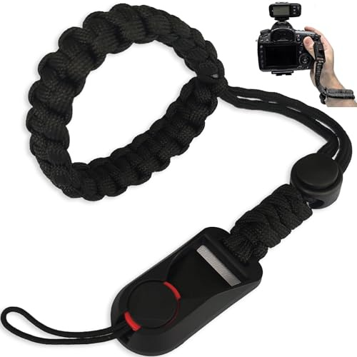 YUNYU Camera Wrist Strap, Quick Release Paracord, Black, Adjustable for DSLR/Mirrorless