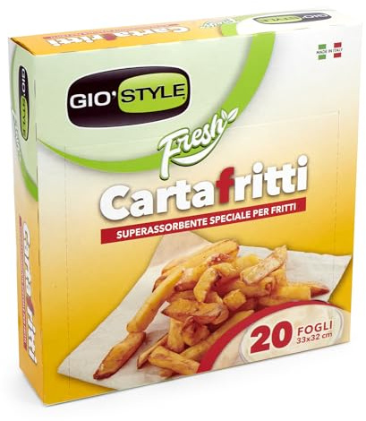 GIO'STYLE 20 Blatt Frittierpapier Fresh | 33 x 32 cm | hält und absorbiert Fett | doppellagig | Made in Italy