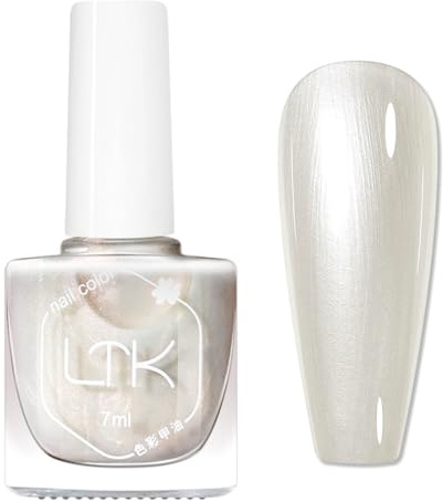 Pearl Nail Polish,Aurora White Effect Nail Polish,Quick Dry Shimmer Iridescent Nail Varnish,Glitter Reflective Glossy Long Lasting Nail Paint No Need Baking & Easy to Apply
