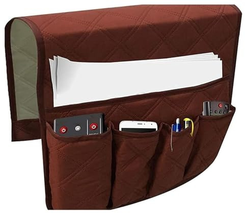 Fundas Para Reposabrazos De Sofa Sillon Funda Con Bolsillos Sillón Brazos Suaves Sofás Protectores Antideslizantes Protectoras Sofá Cubre Apoyabrazos Sillones Reclinables Organizador(Café rojo)