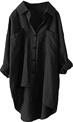 Uwdiohq Femmes TopsCottonTurn Down CollarDailyLoose Haut Chemises Longues Boutonnées pour Chemisier Femme Chic et élégant Hauts Femme Chemise Ample Coton De Plage Été Blouse Manche Longue