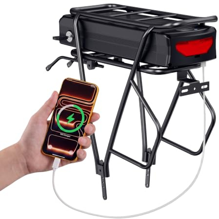 Porte-Bagages arrière Batterie vélo électrique 48V 30Ah pour 0-1500W | Batterie pour 500W 750W 1000W 1500W Kit de moteur pour roue avant/arrière Moteur central