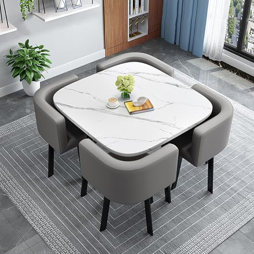 Quadratisches Frühstücksbar-Set für 4 Eleganter Esstisch mit 4 Stühlen Büro Besprechungstisch Stilvoller quadratischer Küchentisch für Wohnzimmer und Esszimmer