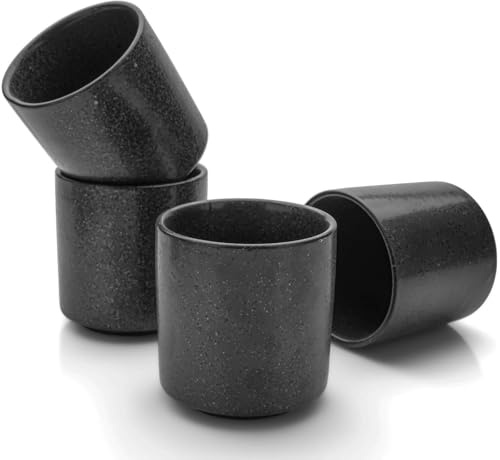 Lot de tasses à thé en céramique - Sans anse - 4 l - Noir