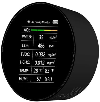 Tuya WiFi Medidor De CO2 Multifuncional Detector Calidad del Aire PM2.5 TVOC HCHO Temperatura Humedad AQI Analizador Gas RáPido Y Preciso(B-Tuya WiFi)