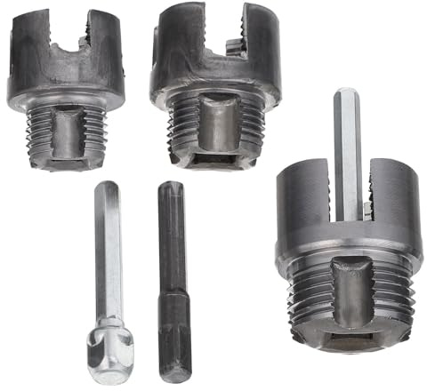 Herramienta Roscadora para Tuberías de Acero, Juego 3 Piezas | Roscas Internas y Externas, Compatible Taladro Eléctrico para Pvc y Tuberías de Agua, Plata