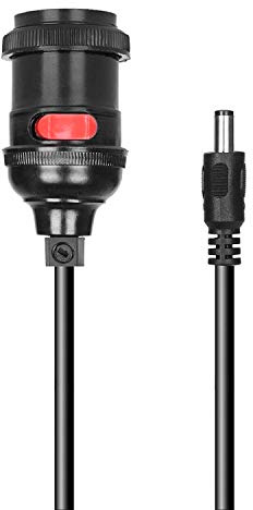 12 Volt Light Bulb Socket with 8' Wire - On Off Switch for Low Voltage Lighting E27 Medium Base DC 2.1MM Male Plug 12V 6V 24V Battery Power Bank Portable Camping DIY Project Lamp 8 Feet Long LED RV