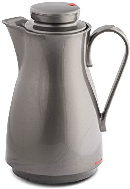 ROTPUNKT Isolierkanne 820 Karla 1,0 l | Zweifunktions-Drehverschluss | BPA-frei - gesundes Trinken | Made in Germany | Warm + Kalthaltung | Glaseinsatz | silverlight
