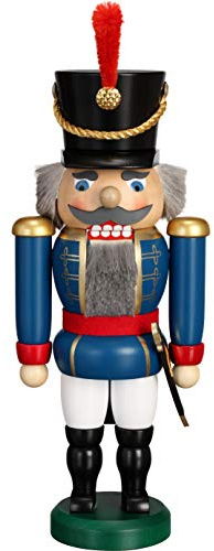 Seiffener Volkskunst Nussknacker Husar 28cm Made in Germany (blau)