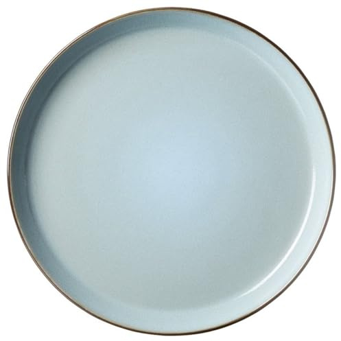Ritzenhoff & Breker Visby Speiseteller, 26 cm, Runder Essteller mit braunem Rand, Skandinavisches Design, Steingut, Hellblau