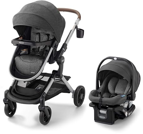 Graco Modes Nest Travel System, 3-in1 Modular Carseat Stroller Combo, Adjustable Slide2Me Infant Car Seat Carrier to Toddler Stroller, Includes the SnugRide DLX Infant Car Seat, Sullivan