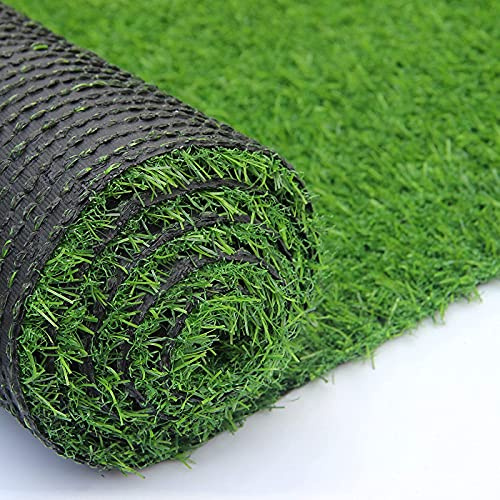 Green Artificial Grass Turf Mat 4X6ft, Fake Grass Carpet Lawn Landscape Outdoor Rug, 0.7 inch Pile Height Rubber Backed with Drainage Holes