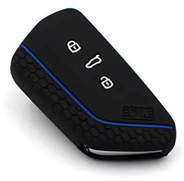 Schlüssel Hülle VF für 3 Tasten Auto Schlüssel Silikon Cover Schlüsselhülle Etui Schutzhülle (.Schwarz Blau)