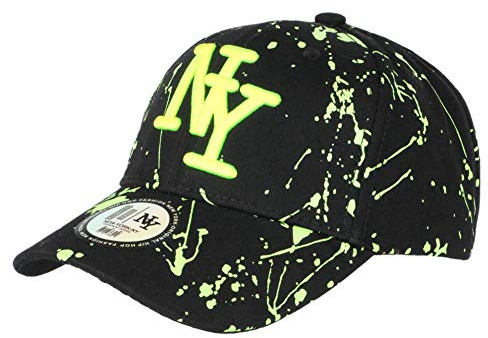 Hip Hop Honour NY Cap Neongelb und Schwarz Stil Tags Streetwear Baseball Paynter – Einheitsgröße – Schwarz