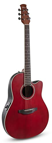 Applause Electro-Acoustic Guitar Traditional AB24 Mid Cutaway - Roundback Lyrachord Body Mid-Depth - AP3TP Preamp - Spruce Top - Ruby Red Satin - AB24-2S