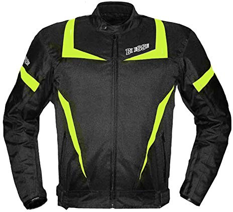 BI ESSE - Giacca giubbotto da moto in cordura, nero/fluo, per Uomo, Tessuto impermeabile, Fodera termica Protezioni Certificate CE rimovibili, giubbino 4 stagioni, giacca tecnica scooter, taglia XL