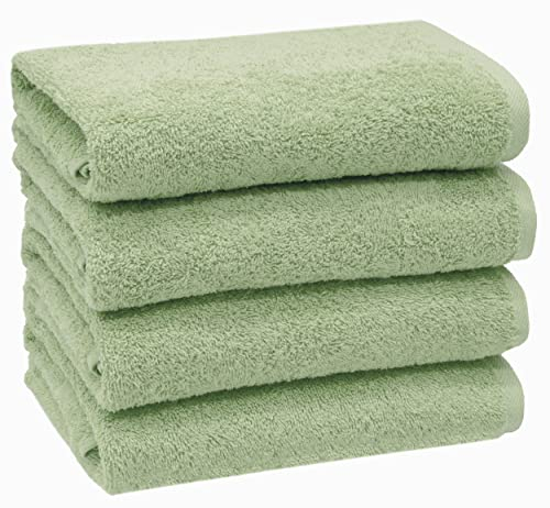 ZOLLNER 4er Set Handtücher - weiche und saugstarke Gästehandtücher - waschbar bis 95°C - Baumwolle - 50x100 cm in lindgrün