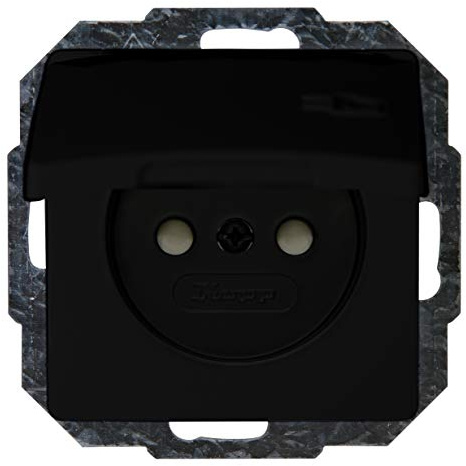 Kopp Paris Mittenschutzkontakt-Steckdose mit Deckel + erhöhtem Berührungsschutz, mattschwarz, 944850084