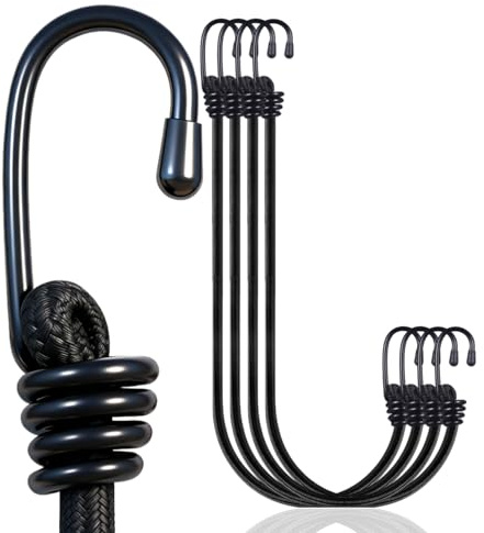 Yuxh Bungee Cords with Hooks 2 Ft Bungie Straps Black Elastic Rope 24 Inch 4 Pcs