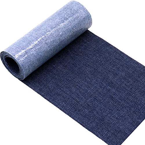 Panngu Flicken zum Aufbügeln für Jeans, Premium Bügelflicken Denim, Jeans Reparatursatz Set für die Reparatur von Innerhalb Jeans und Kleidung von Kindern und Erwachsenen (10.5 cm x 152 cm Tiefblau)