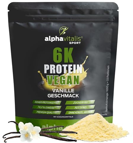 VEGANES PROTEINPULVER Vanille - 1 Kg pflanzlicher Eiweiß Shake cremig | Leckerer pflanzlicher Protein Shake - zuckerfrei & fettfrei - Veganes Eiweißpulver zum Kochen, Trinken, Backen