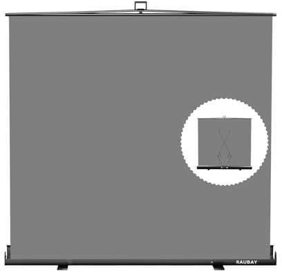 【Breiterer Stil】RAUBAY 200x210cm Großer zusammenklappbarer Grau Gray Screen | Hintergrund, tragbarer ausziehbarer Panel Fotohintergrund mit Ständer für Videokonferenzen, Fotostudio.