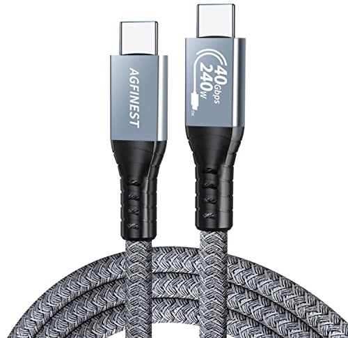 AGFINEST 240W USB4 Kabel für Thunderbolt 4 Kabel, Zertifizierte 40Gbps Datensynchronisation, 8K@60Hz 4K@144Hz HDR USB C Kabel für iPhone16 MacBook M1 M2, iPad, SSD, Docking Station (Gerade, 1M)