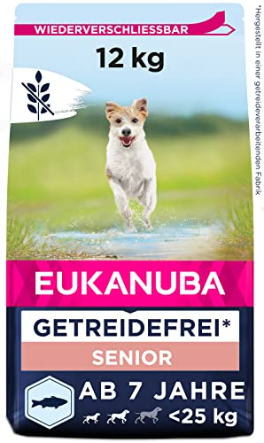 Eukanuba Hundefutter getreidefrei mit Fisch für kleine und mittelgroße Rassen - Trockenfutter für Senior Hunde, 12 kg