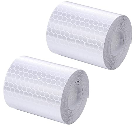 Oneyijun 2 Rollos 3m x 5cm Cinta Reflectante de Seguridad PVC - Banda Adhesiva Reflectante de Alta Intensidad para Señalización Vial, Protección Industrial y Chalecos - impermeable (Blanco)