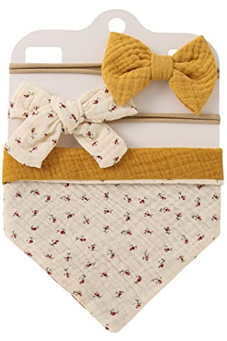 LICHENGTAI Baby Dreieckstuch Lätzchen, Doppellagig Saugfähige Lätzchen Musselin Halstuch Baby Halstücher mit Stirnband, Weiche & Absorbierende Sabberlätzchen für Baby Junge und Mädchen