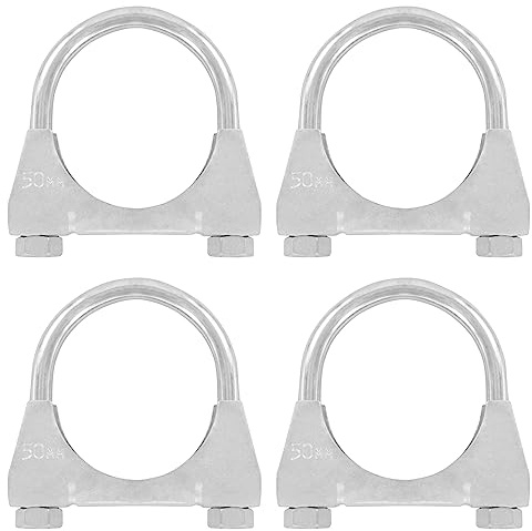 Grilindo 4er Set U Bügel Rohrschellen M8 x 50mm extrem belastbare Montageschellen aus verzinktem Stahl (4 Stk. M8 x 50 mm)