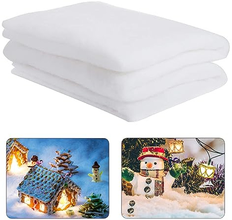 Cosweet 1 Pack 3 x 8 Ft Fake Snow Blanket, Thickened Christmas Faux Snow Sheet Artificial Snow Roll for Crafts Christmas Birthday Gifts Village Display Photo Prop