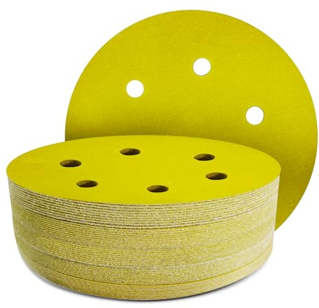 GZKTY Dischi Abrasivi 150mm, Set da 50 Pezzi, Grana 320, 6 Fori, per Levigatrice Orbitale, Carta abrasiva per levigatrice, Carta Vetrata per Legno