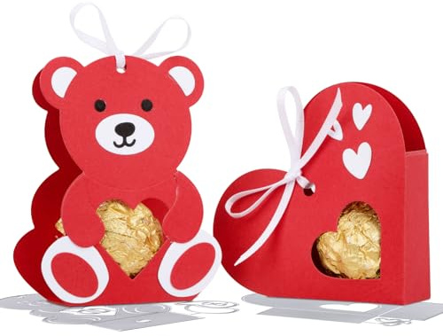 BETESSIN Stencil Cutting Dies Scatole Cuore Orso Scatoline Portaconfetti Cioccolatini Caramelle per Anniversario Valentine’s Day