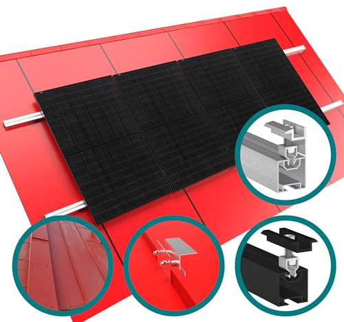 2x doitBau Erweiterungs-Montageset Klickfix Blechdach Stehfalz schwarz für Solarmodule Schrägdach Blech stehende Blechfalz befestigen Photovoltaik Halterung Befestigung PV Set Modul Dach Solar Anlage