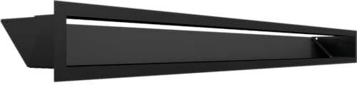 KRATKI Lüftungsgitter Warmluftgitter LUFT 9 x 100 cm schwarz Kamingitter | 45° Luftauslass, für Kaminbelüftung. Für Warmluftverteilung