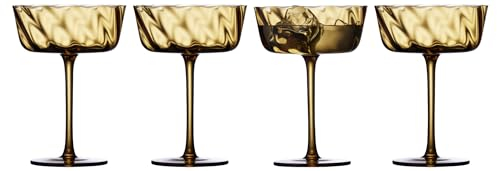 Lyngby Glas Vienna Champagner-Schale, Sektglas, Cocktailglas, 35 cl, 4 Stck., Amber