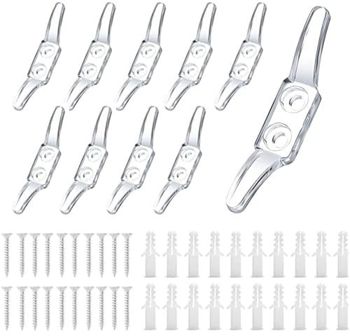 10Pcs Clear Cleat Hooks, Plastic Blind Cord Hooks with Screws Expansion Plugs, wall rope cleats Blind Cord Winders,Transparent Winding Clamp for Blinds Curtains Sun Shades Ropes