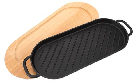 Ciieeo Pfannenset Grillplatte Gusseisen Steakplatte Steakpfanne Mit Glatten Kanten
