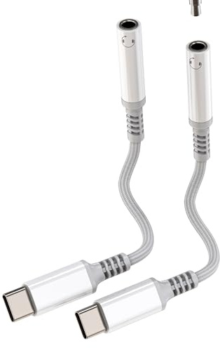 USB C to 3.5mm Jack Audio Adapter (2Pack)Headphone Aux Charger Adaptor for iPhone15 16 Pro for Apple iPad compatible for Samsung DAC Cable Type C Splitter Car Earphone Converter Microphone Dongle Cord