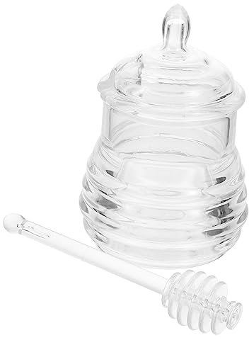 COLLBATH Honigbehälter Aus Klar Mit Löffel Für Kleine Honigflasche Zum Lagern Von Honig Transparentes Honigspender Behälter Für Küche